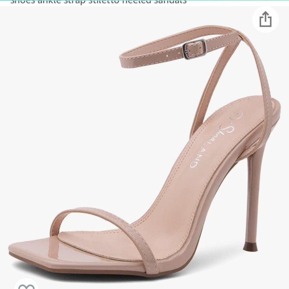 Shoe Land SL- Veronicka women's open square toe party shoes ankle strap stiletto